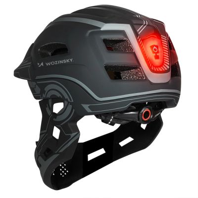 5. Wozinsky Kinder-Integralhelm mit USB-Rücklicht, Größe S – Grau