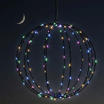 34. Solar-Hängelampe, Kugel, 30 cm, 120 LEDs, mehrfarbig