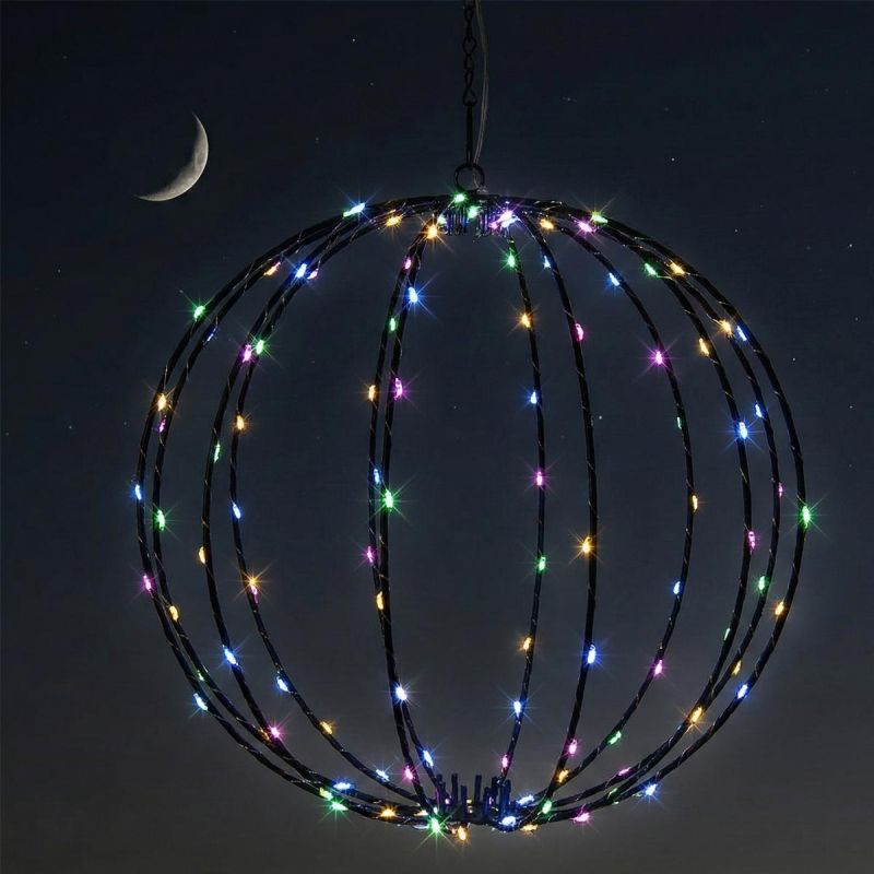 34. Solar-Hängelampe, Kugel, 30 cm, 120 LEDs, mehrfarbig