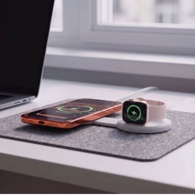 7. Tech-Protect A55 2-in-1 MagSafe 25W Qi2.2 Kabelloses Ladegerät + USB-C / USB-C Kabel 100cm - Weiß