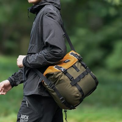 4. Rockbros W019 Lenkertasche für Fahrräder, 13,5–24 l – Grün-Orange