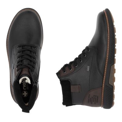 24. Gefütterte wasserdichte Herren-Lederstiefeletten in Schwarz Rieker B3343-00
