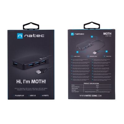 6. Hub NATEC Moth NHU-1342 (4x USB 3.0; schwarz)