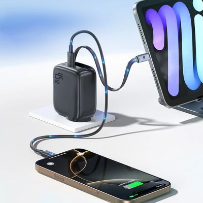 8. Baseus EnerCore CJ11 45W Wandladegerät mit USB-C-Anschluss und einziehbarem USB-C-Kabel – Schwarz