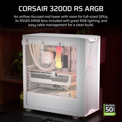 6. Corsair 3200D RS ARGB Mid-Tower Gehäuse, weiß