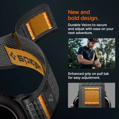 9. Spigen Athlex Air 2 Armband für Apple Watch (44 / 45 / 46 / 49 mm) – Schwarz und Orange