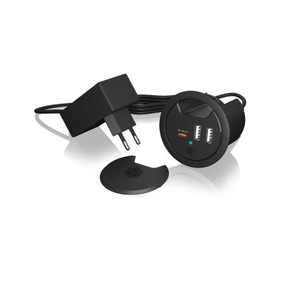 ICY BOX IB-HUB1407 Universelles schwarzes AC-Schnelllade-Internes