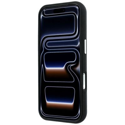 5. Karl Lagerfeld Saffiano MagSafe Hülle mit kleinem Schriftzug und Metalllogo für iPhone 17 Pro Max / 18 Pro Max – Schwarz