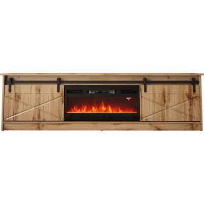 GRANERO TV-Schrank + Kamin 200x56,7x35 Wotan Eiche