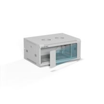 ALANTEC Wandschrank 19" 4U 600x450, Glastür, grau, montiert (SW-4U-600-450-01-SA)