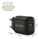 9. Tech-Protect NCA45W-GAN 2-Port 45W Wandladegerät mit USB-C-Kabel – Schwarz