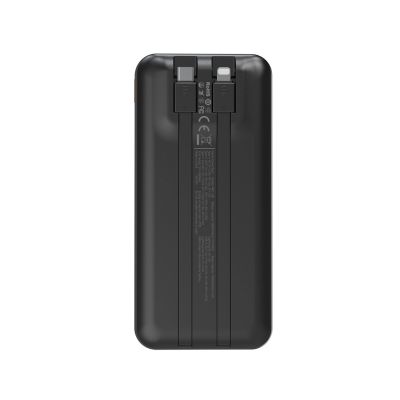4. Wozinsky WFC-15B 20000mAh 22,5W PD20W Powerbank mit integrierten Lightning und USB-C-Kabeln – Schwarz