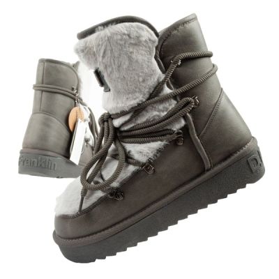 D.Franklin Damen Winter Schneestiefel, modisches Fellfutter, grau
