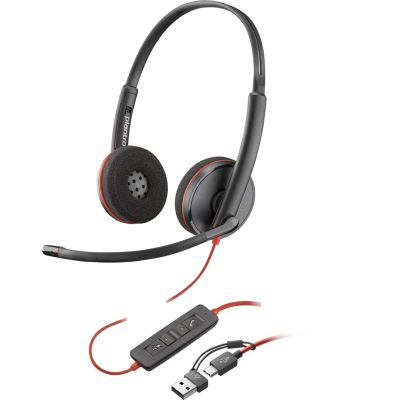 65. Poly Blackwire 3220 Stereo USB-C Headset (schwarz) + USB-C/A Adapter (Großpackung) 8X2J9A6