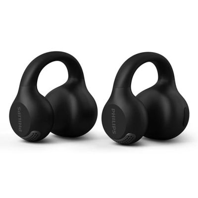4. Philips TAQ2000BK True Wireless Stereo (TWS) Headset der Serie 2000 mit Ohrbügeln, offenem Design, Bluetooth-Anrufe/Musikwiedergabe, Schwarz