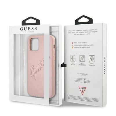 8. Guess GUHCP12LRSAVSRG iPhone 12 Pro Max 6,7" pink/pink Hardcase Saffiano Vintage Script