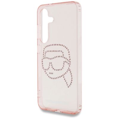 6. Karl Lagerfeld Strasssteine K. Kopf Logo Samsung Galaxy S25 Hülle Pink