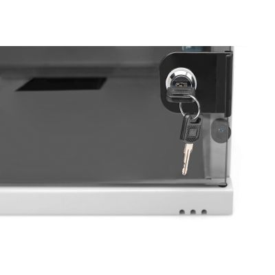 59. 19-Zoll-4HE-Wandnetzwerkschrank, SOHO 241 x 540 x 400 mm, Glastür, grau, unmontiert, 60 kg