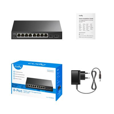 2. Cudy 8-Port Gigabit Easy-Managed Switch mit 2 SFP, GS108ES2 1.0 Managed L2 Gigabit Ethernet (10/100/1000) Schwarz