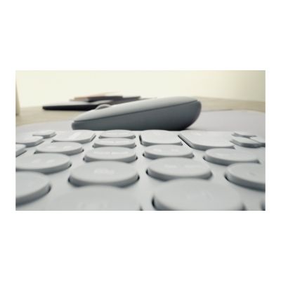 5. Logitech 920-012204 Tastatur und Maus (universell, kabellos, RF + Bluetooth, QWERTZ-Tastatur, Deutsch, Weiß)