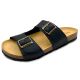Bio Bio Herren-Slipper, profilierte Flip-Flops, Naturleder, schwarz