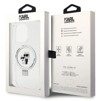 8. Karl Lagerfeld KLHMP15LHMRSKCH iPhone 15 Pro 6,1" weiß/weiß Hardcase Ringständer Karl&Choupette MagSafe