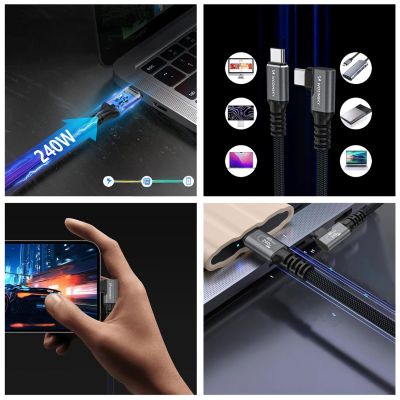 9. Wozinsky WPS2-UY41S USB-C USB4 40Gb/s 240W 2m abgewinkeltes Kabel - Schwarz