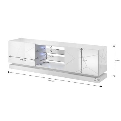 3. TV-Schrank QIU 200 MDF weiß glänzend/weiß glänzend