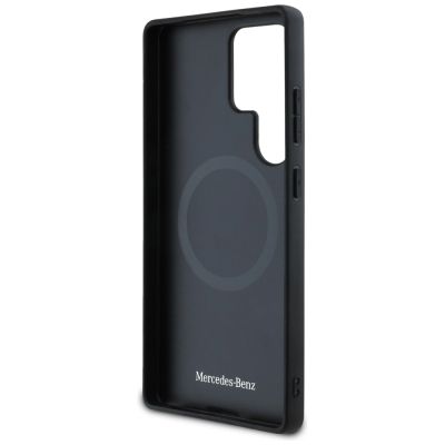 7. Mercedes Leather Debossed Lines MagSafe Hülle für Samsung Galaxy S25 Ultra - Schwarz