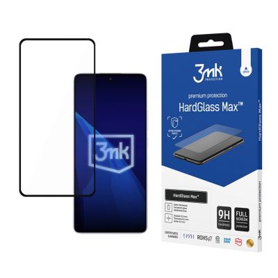 Verstärktes, vollflächiges gehärtetes Glas 3MK HardGlass Max Schwarz für Xiaomi Redmi Note 14 5G
