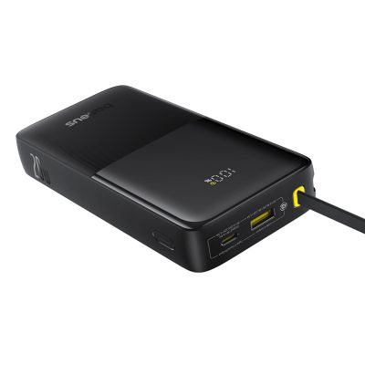 5. Baseus Bipow 2 20000mAh 20W Powerbank mit Digitalanzeige und integriertem USB-C-Kabel – Schwarz