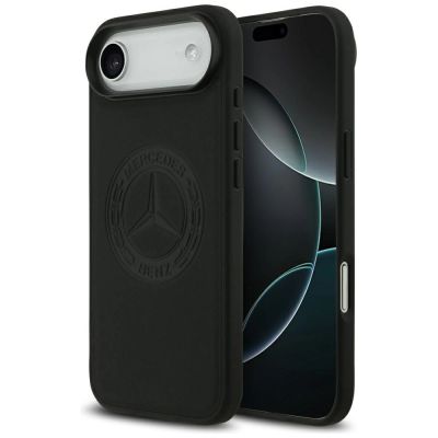 Mercedes Lederhülle mit Vintage-Logo und MagSafe-Funktion für iPhone Air – Schwarz