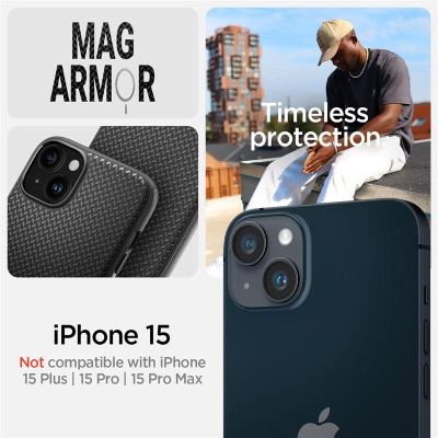14. Spigen Mag Armor MagSafe-Hülle für iPhone 15 – Mattschwarz