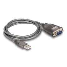 DeLOCK Adapter USB 2.0 Typ-A auf 1 x RS-232 D-Sub 9-poliger serieller Stecker mit Schrauben, 3 x LED, 1 m