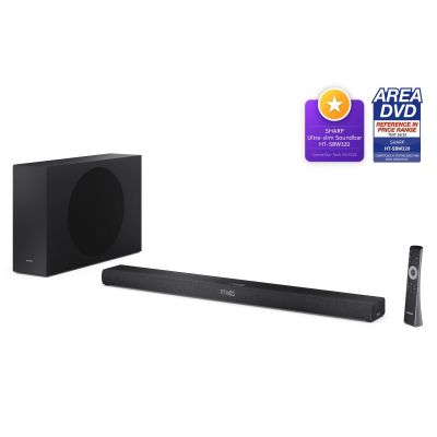 2. Sharp 2.1-Kanal Ultra-Slim Dolby Atmos/DTS Virtual:X Soundbar mit kabellosem Subwoofer HT-SBW320 360W Bluetooth-Konnektivität Kabellose Verbindung