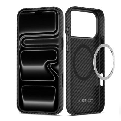 2. Tech-Protect Ion Carbon MagSafe Hülle für iPhone 18 Pro / 17 Pro – Schwarz & Silber