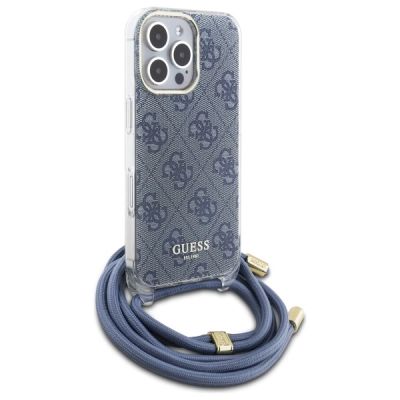 3. Guess Crossbody Cord 4G Print Hülle für iPhone 16 Pro Max – Blau