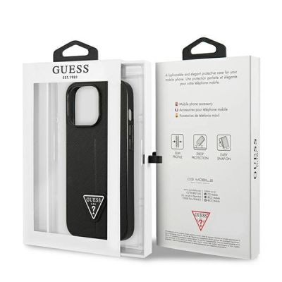 8. Guess Saffiano Triangle Logo Hülle für iPhone 14 Pro Max - schwarz