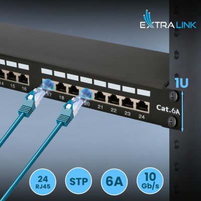 Extralink CAT6A STP | Patchpanel | 24 Ports