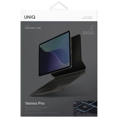 7. Uniq Venno Pro Magnetische Smart-Hülle mit Tastatur für iPad Air 10,9" (2020/2022) / Pro 11" (2021/2022) / Air 11" (2024/2025/2026) – Schwarz