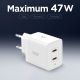 4. Spigen Essential EE472EU 2-Port USC-C 47W Wandladegerät – weiß