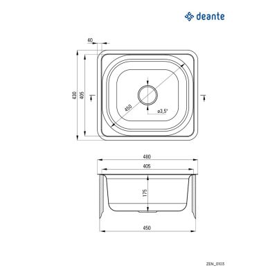 2. Deante Doppio 1-Becken-Spüle ohne Abtropffläche ZEN_0103