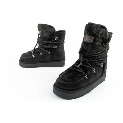 17. D.Franklin Damen Winter Schneestiefel, modisches Fellfutter, Schwarz