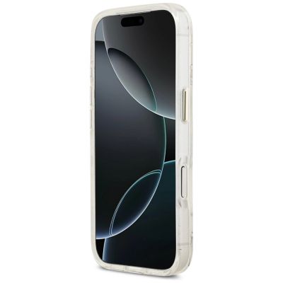 5. Guess IML Glitter Flowers Triangle MagSafe Hülle für iPhone 18 Pro Max / 17 Pro Max – weiß
