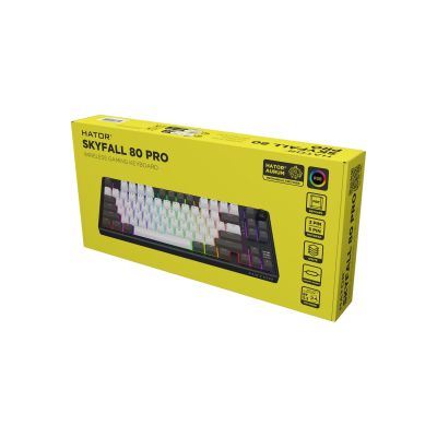 15. HATOR Skyfall Pro Wireless 80 Gaming-Tastatur USB + RF Wireless + Bluetooth QWERTZ US Englisch Schwarz, Grau