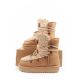 10. D.Franklin Damen Winter Schneestiefel, modisches Fellfutter, braun beige