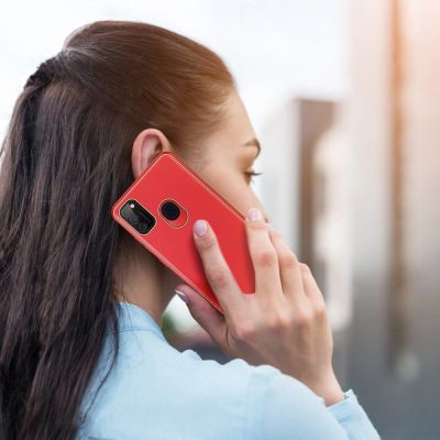12. Dux Ducis Yolo elegantes Cover aus ökologischem Leder für Samsung Galaxy M30s rot