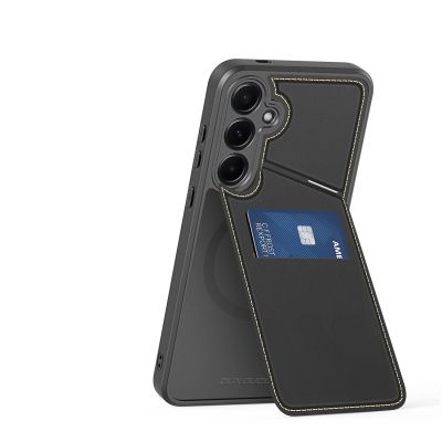 16. Dux Ducis Rafi II Hülle für Samsung Galaxy S25 mit Ständer und Geldbörse – Schwarz