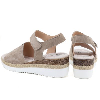 3. Beige Jezzi Keilsandalen aus Leder für Damen, Größe 26SD18-32