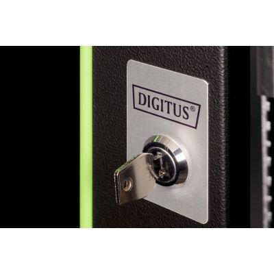 8. Digitus Unique 19" 16U Wand-Netzwerkschrank 600x450 mm, Glastür, schwarz, ungeteilt, montiert, 100 kg